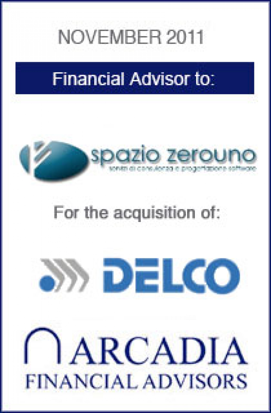 Transaction completed with Spazio Zerouno
