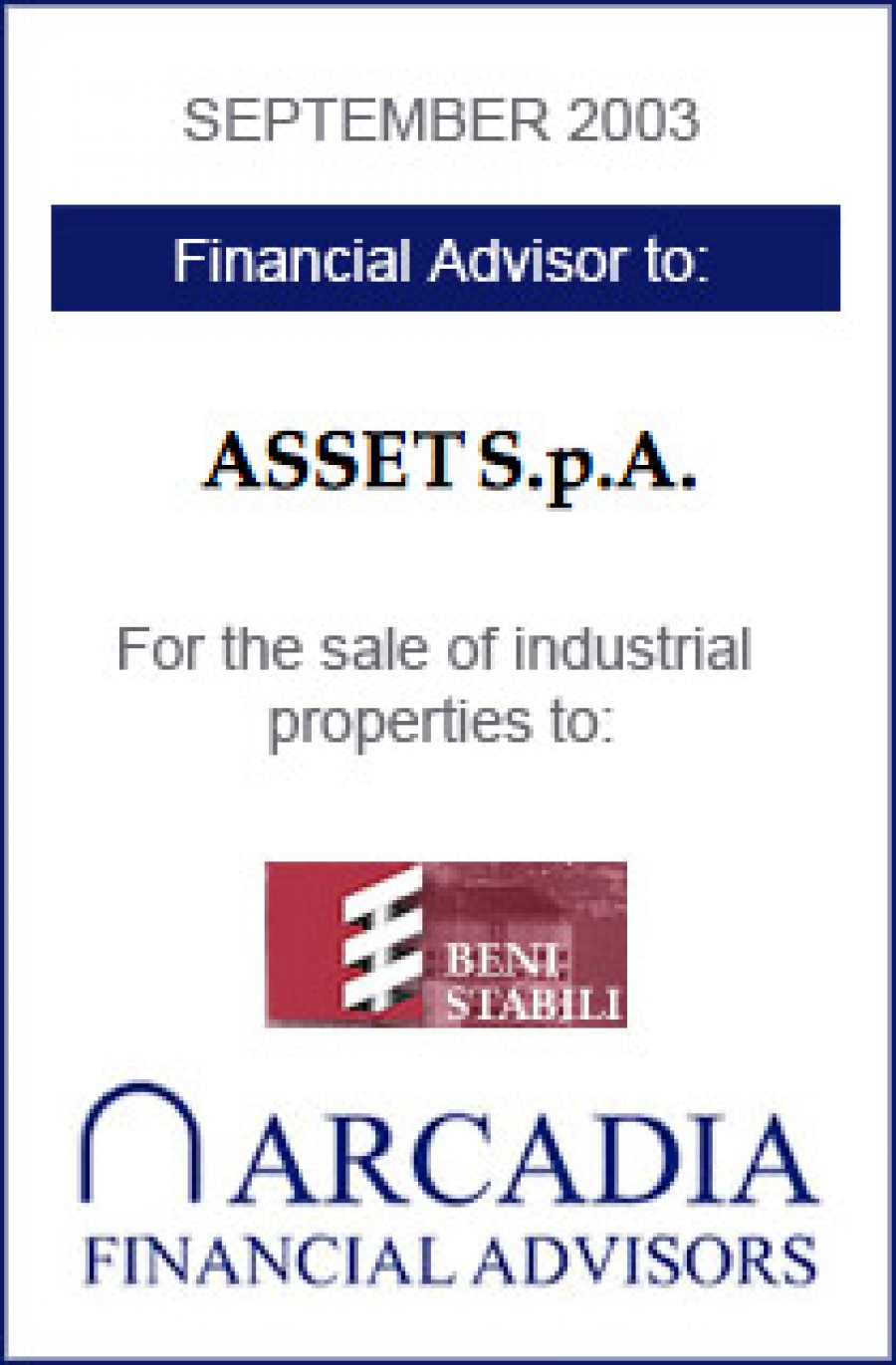 Transaction completed with Asset S.p.a.