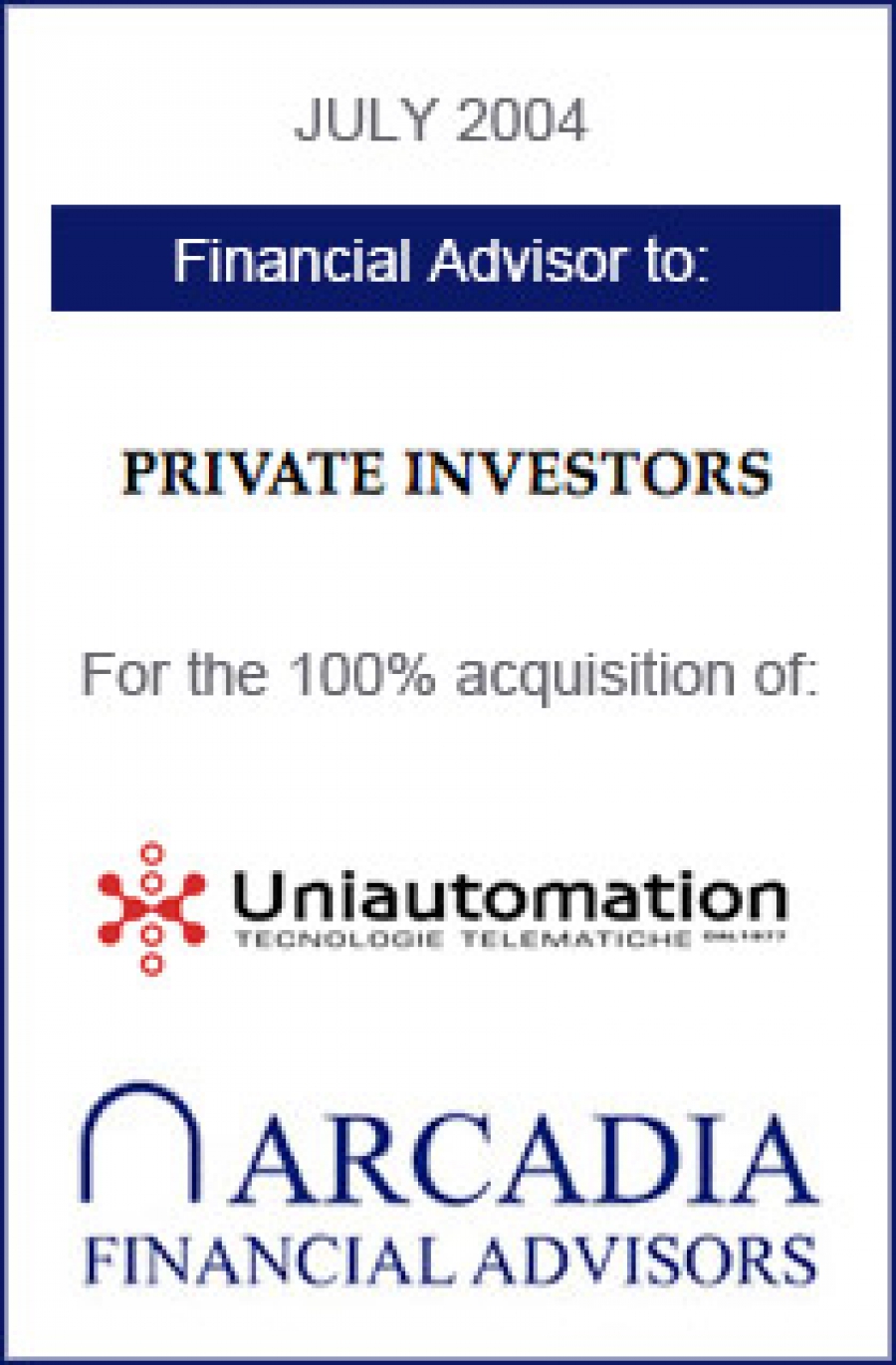Transaction completed with Private Investors