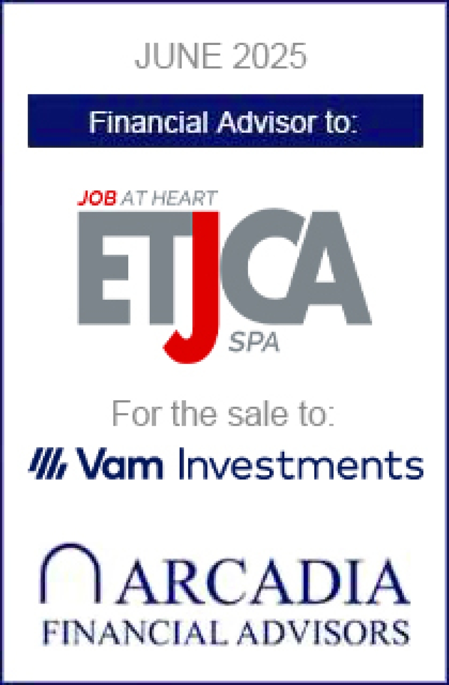 Transaction completed Etjca Spa